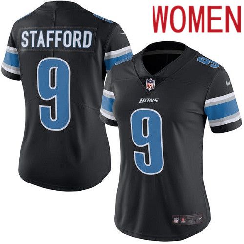 Women Detroit Lions #9 Matthew Stafford Nike Black Vapor Limited NFL Jersey